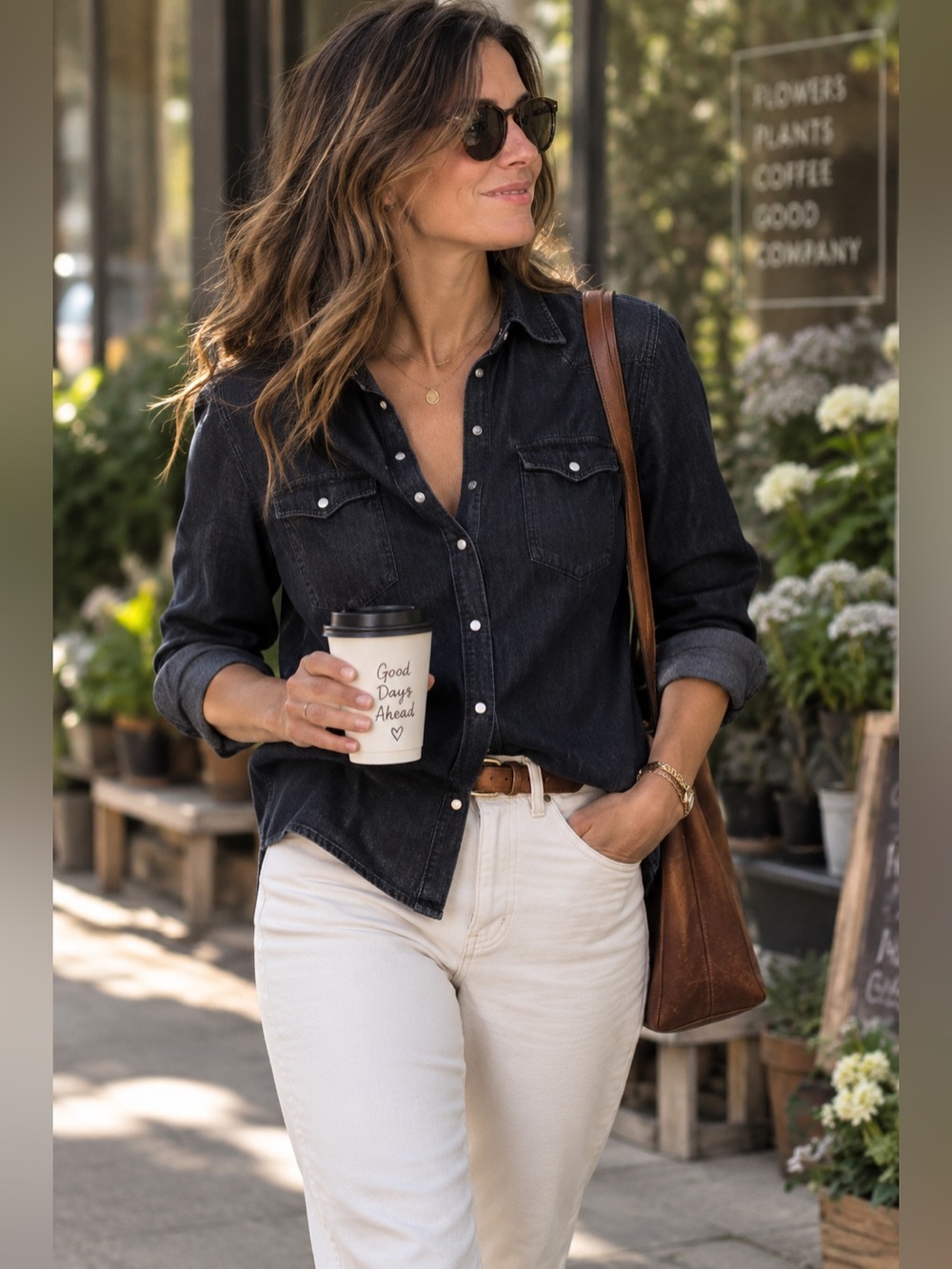 Club Monaco Dark Blue Denim Button-Down Western Shirt Size L/G